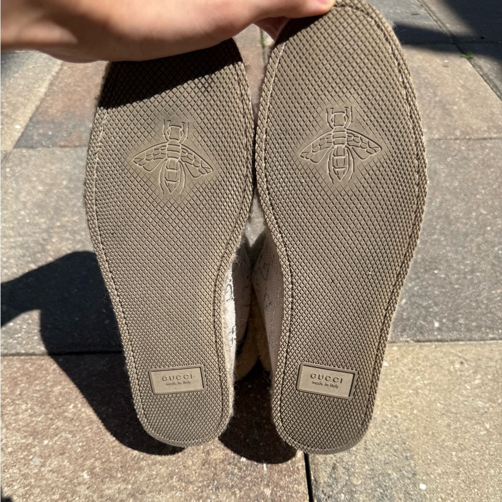 Gucci - Canvas Wool Shearling Lined GG Monogram Fria Horsebit Ankle Boots - Picture 6 of 7